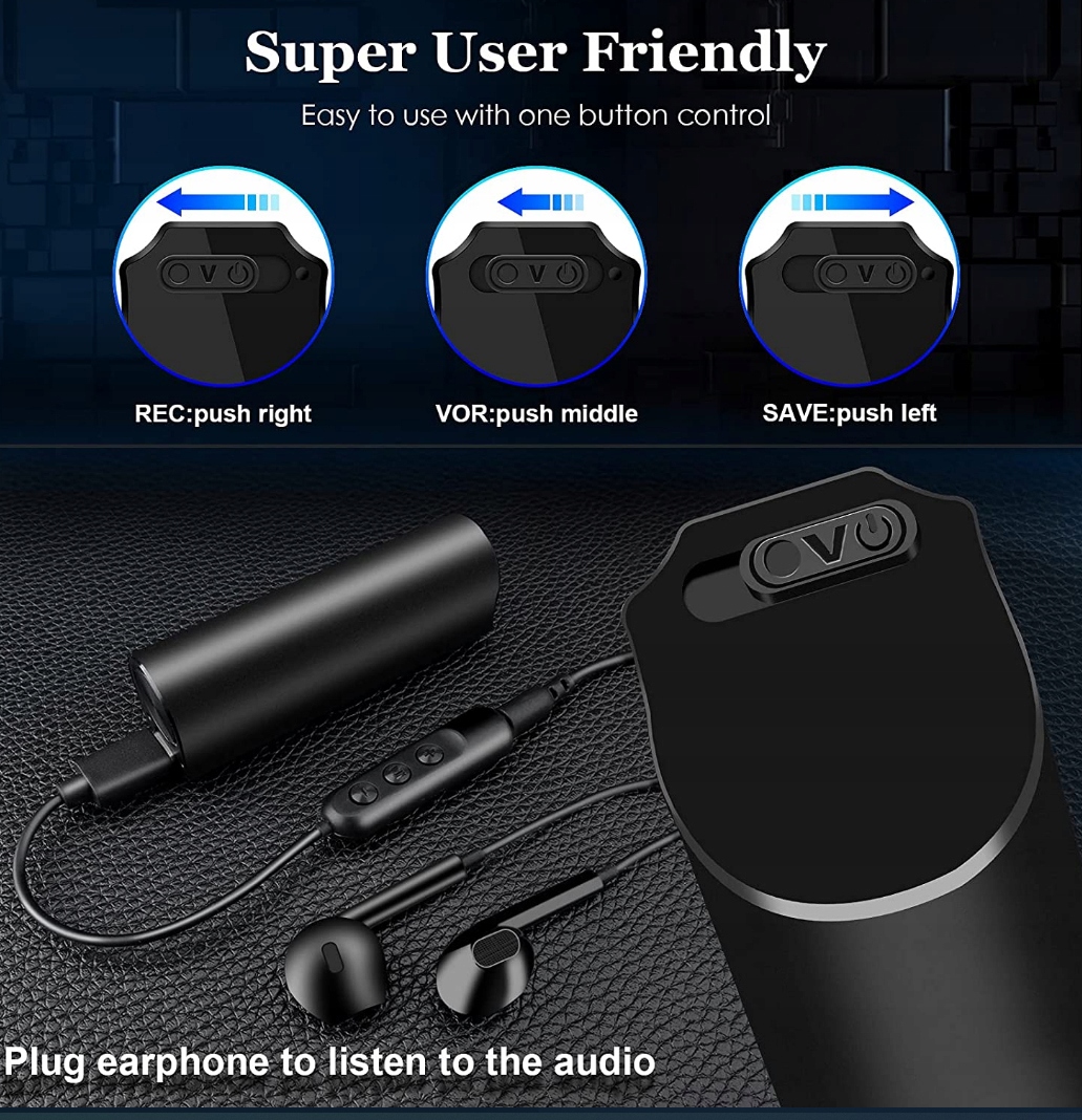 MINIATUROWY DYKTAFON PODSŁUCH SZPIEGOWSKI 8GB