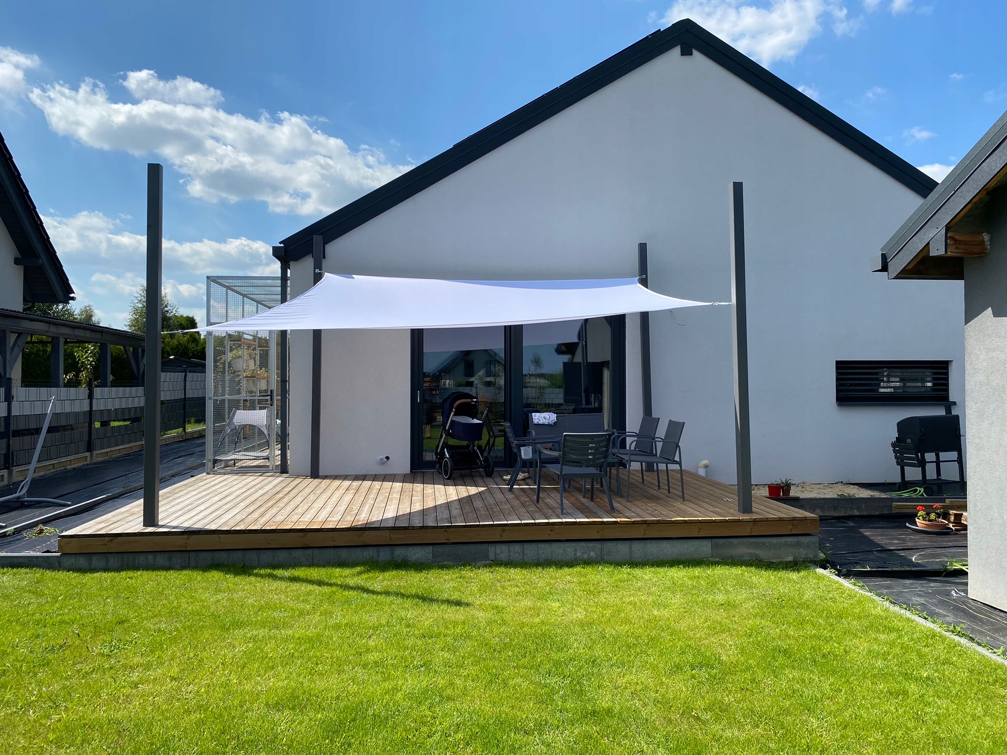 ŻAGIEL PRZECIWSŁONECZNY WODOSZCZELNY PREMIUM DO OGRODU NA TARAS BIAŁY 2X2