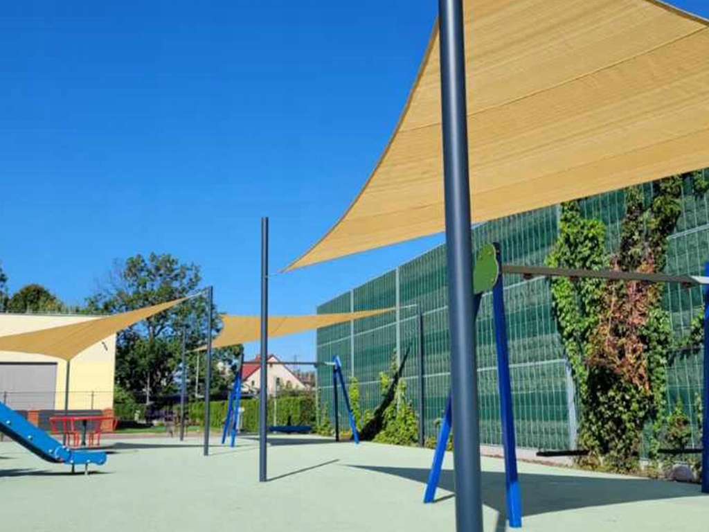 ŻAGIEL PRZECIWSŁONECZNY OGRODOWY BARDZO MOCNY HDPE TRÓJKĄT PIASKOWY 7X7X7