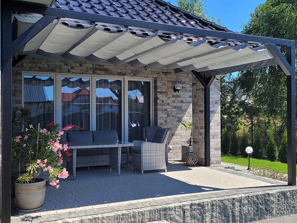 ROLETA RZYMSKA PRZECIWSŁONECZNA WODOSZCZELNA ZWIJANA NA DACH SZARA 2,5X3