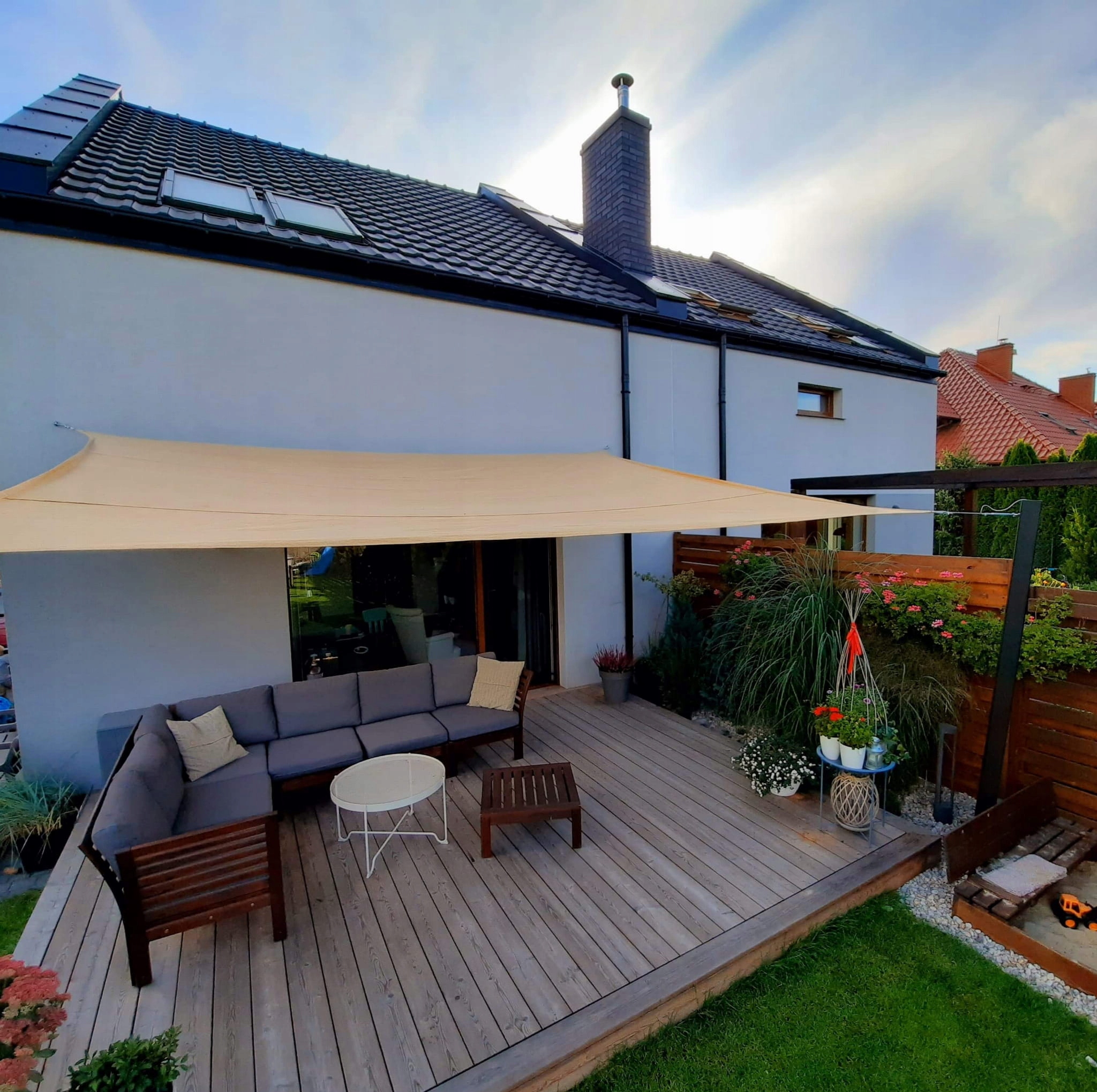 ŻAGIEL PRZECIWSŁONECZNY OGRODOWY TARASOWY BARDZO MOCNY HDPE PIASKOWY 4X4