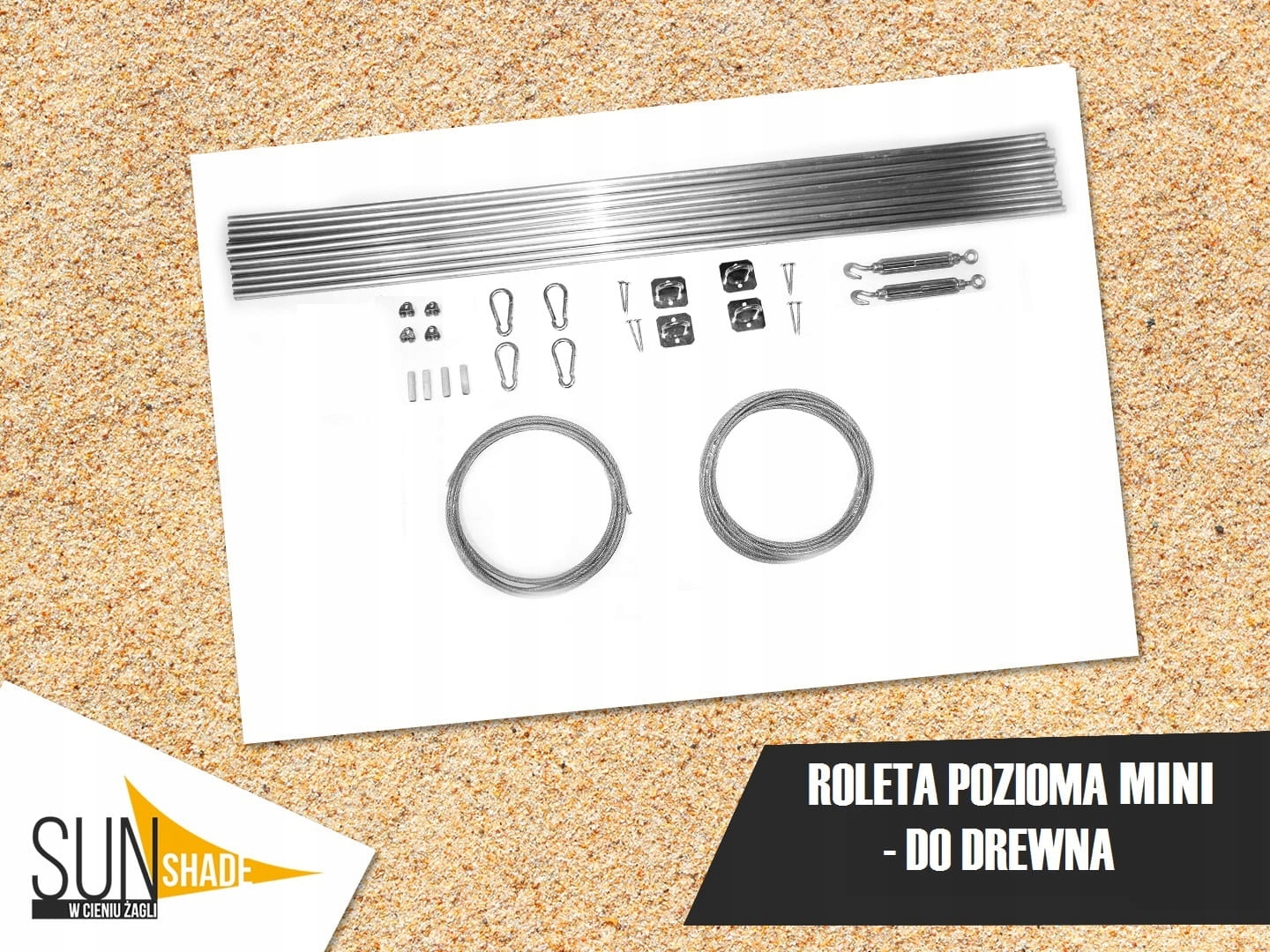 ZESTAW DO MONTAŻU ZEWNĘTRZNYCH ROLET RZYMSKICH POZIOMYCH DO DREWNA - MINI