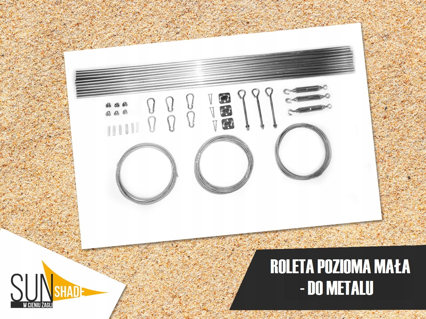 ZESTAW DO MONTAŻU ZEWNĘTRZNYCH ROLET RZYMSKICH POZIOMYCH DO METALU - MAŁY