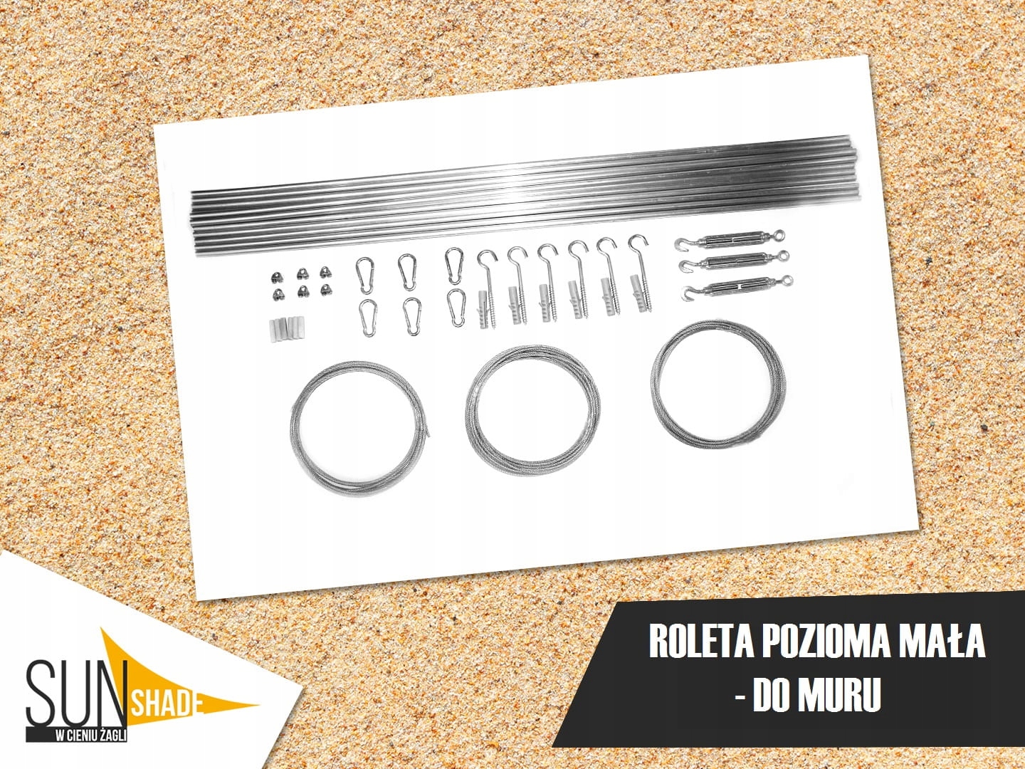 ZESTAW DO MONTAŻU ZEWNĘTRZNYCH ROLET RZYMSKICH POZIOMYCH DO MURU- MAŁY