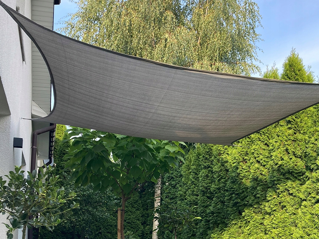 ŻAGIEL PRZECIWSŁONECZNY OGRODOWY TARASOWY BARDZO MOCNY HDPE SZARY 5X5