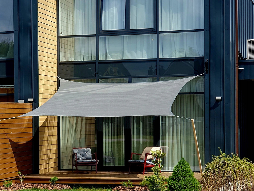 ŻAGIEL PRZECIWSŁONECZNY OGRODOWY TARASOWY BARDZO MOCNY HDPE SZARY 5X5