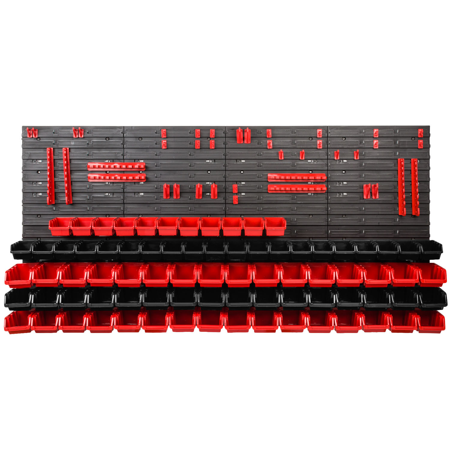 Stapelboxen Werkzeugwand 48 Boxen mit Deckel Rot Montagewand Stapelboxen Werkzeugwand 48 Boxen mit Deckel Rot Montagewand