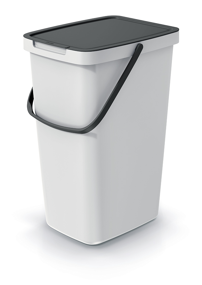 Abfalleimer Mülleimer mit Deckel 20L Recycling Müll Kunststoff Grau Systema