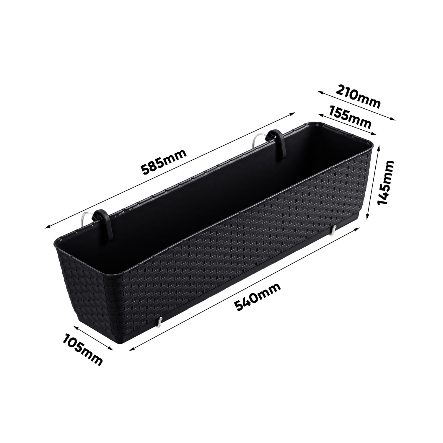 Prosperplast Vaso Ratolla 2L Con Sottovaso - Effetto Rattan, Antracite, Per Interni/Esterni - 3