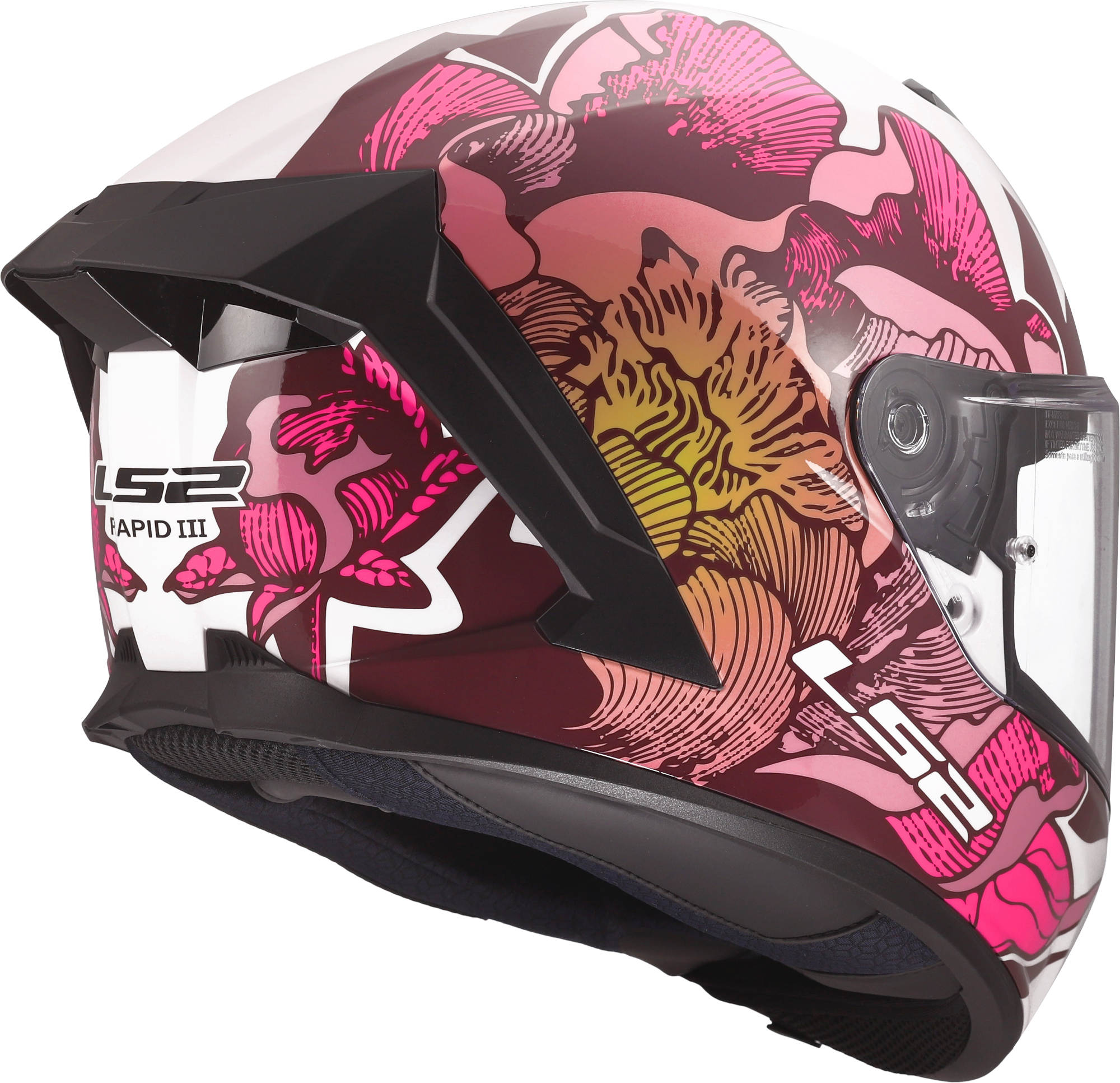 Kask integralny LS2 biało różowy detale