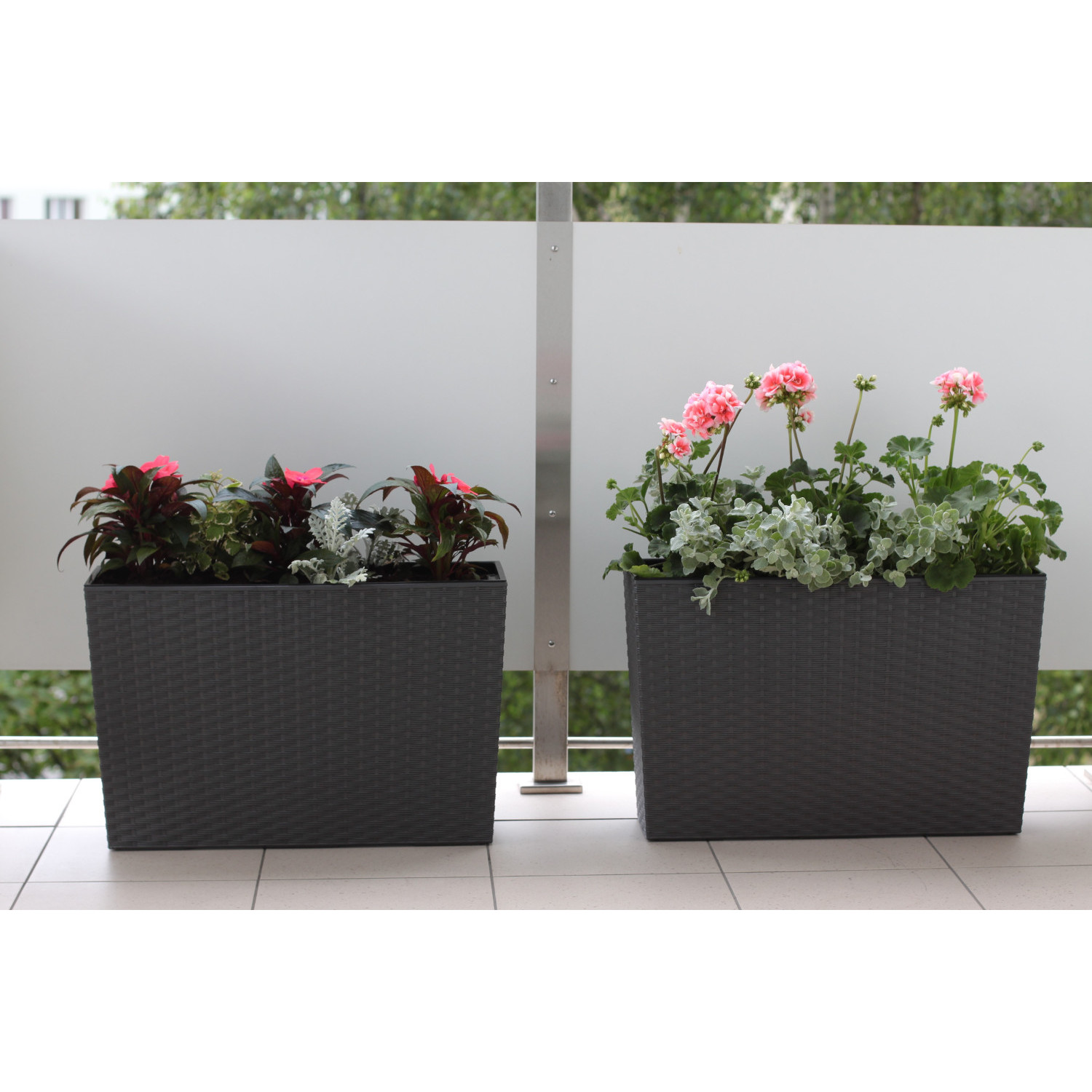 Blumenkasten Blumentopf Balkonkasten Einsatz Farbe Rattan Kunststoff H