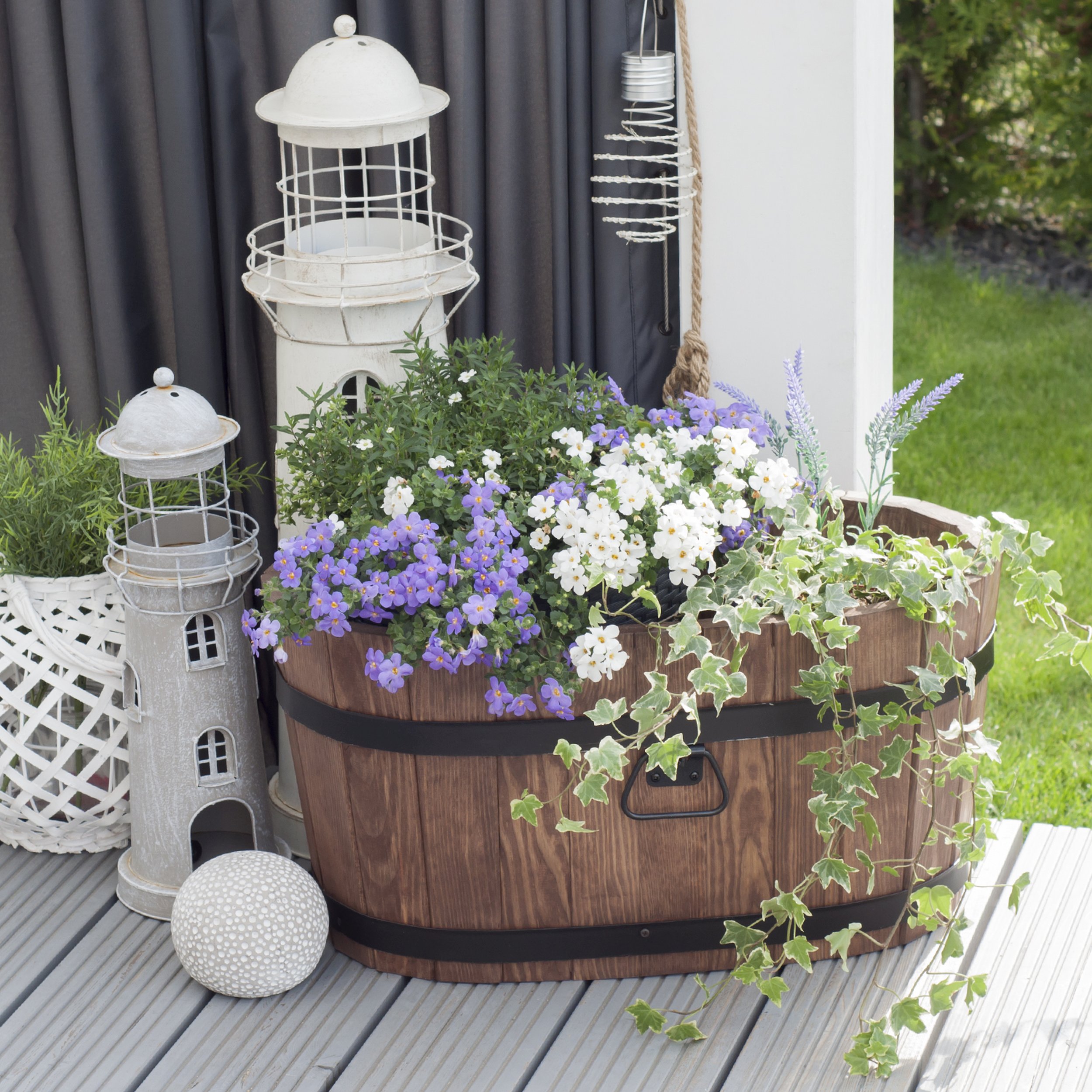 Blumenkübel Holzbottich Kiefer Holz Blumentopf 3 Farben 3 Größen