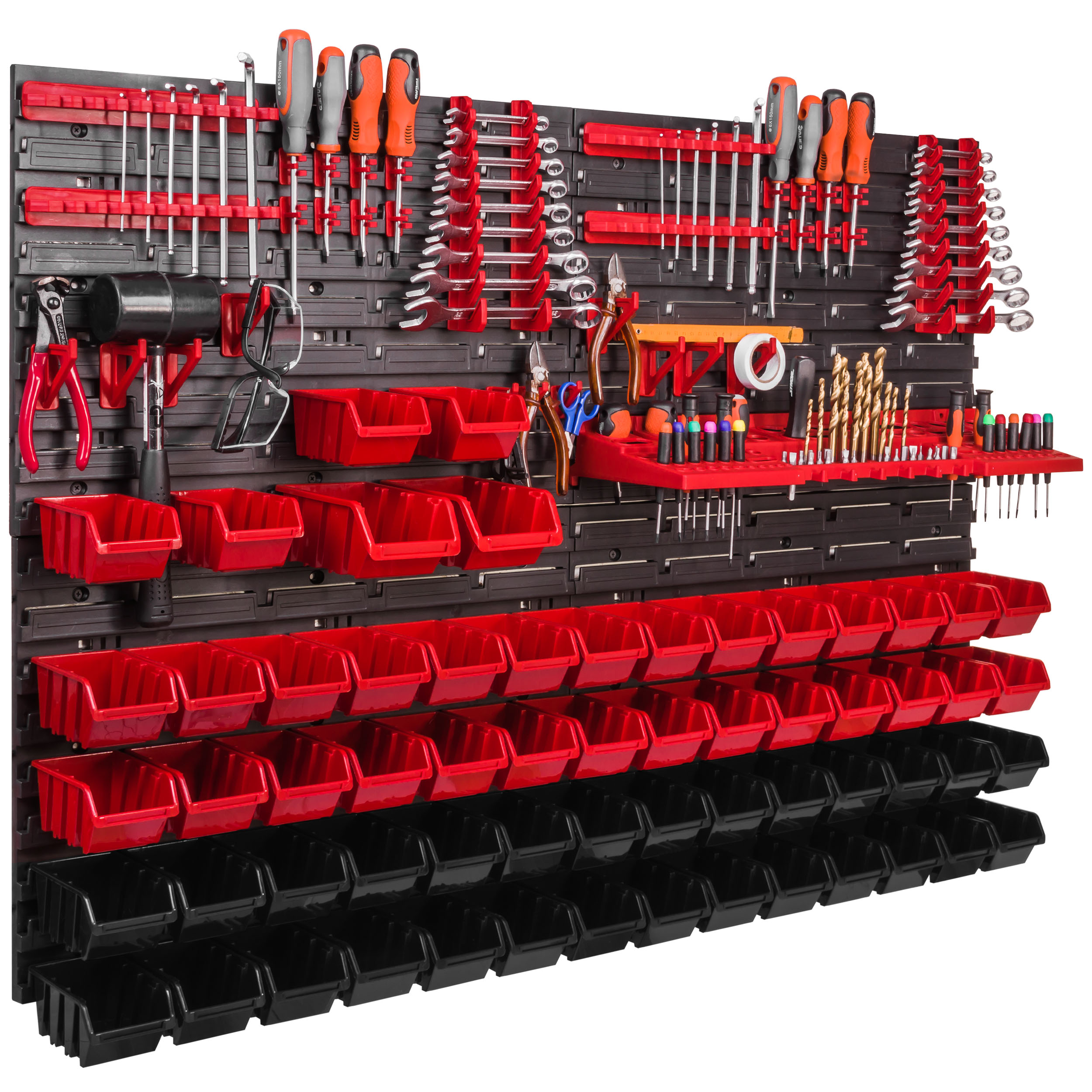 62 Stapelboxen Lagersystem Wandregal Werkstattregal 115 x 78 cm