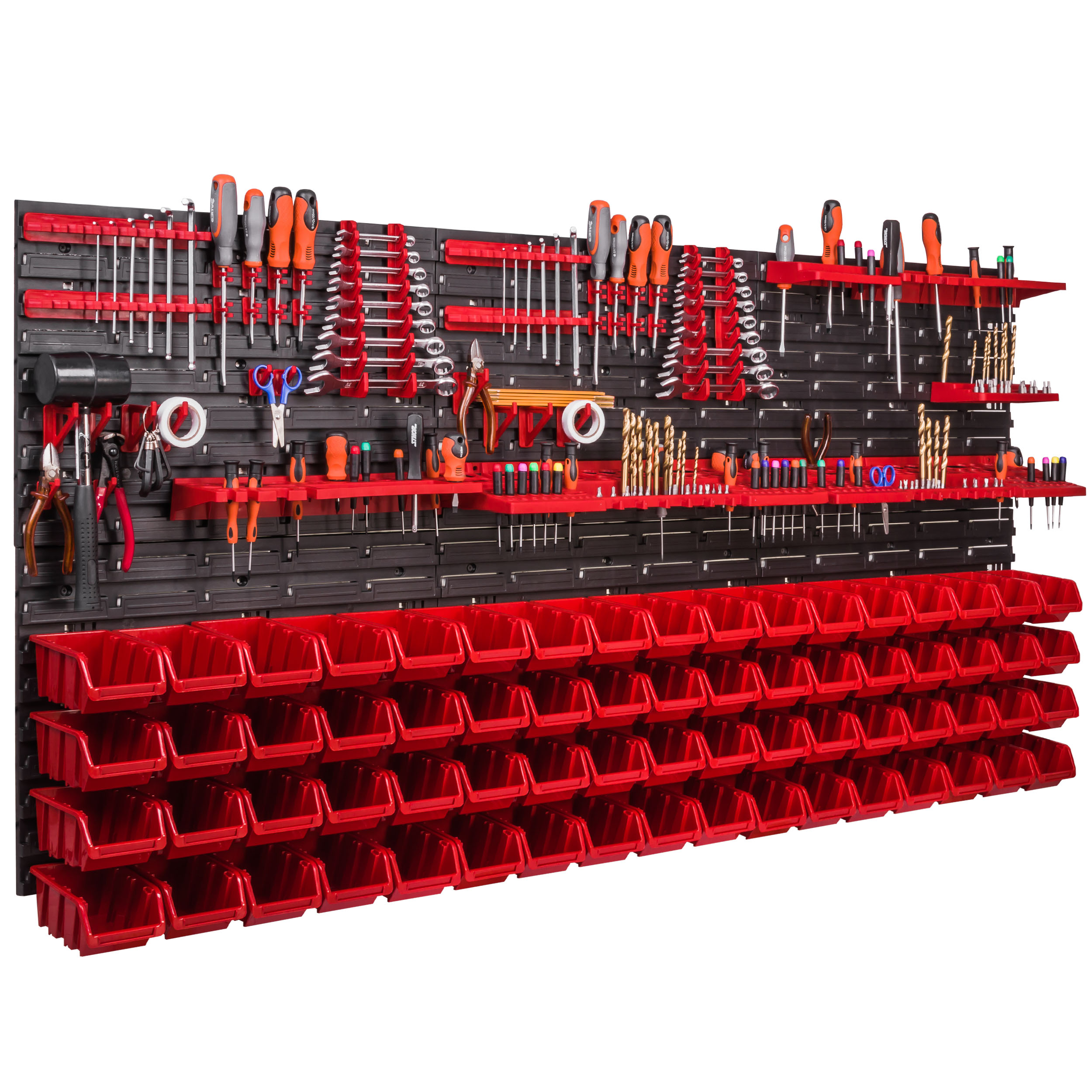 68 Stapelboxen Wandregal XXL 173 x 78 cm Werkzeugwand Werkzeughalter