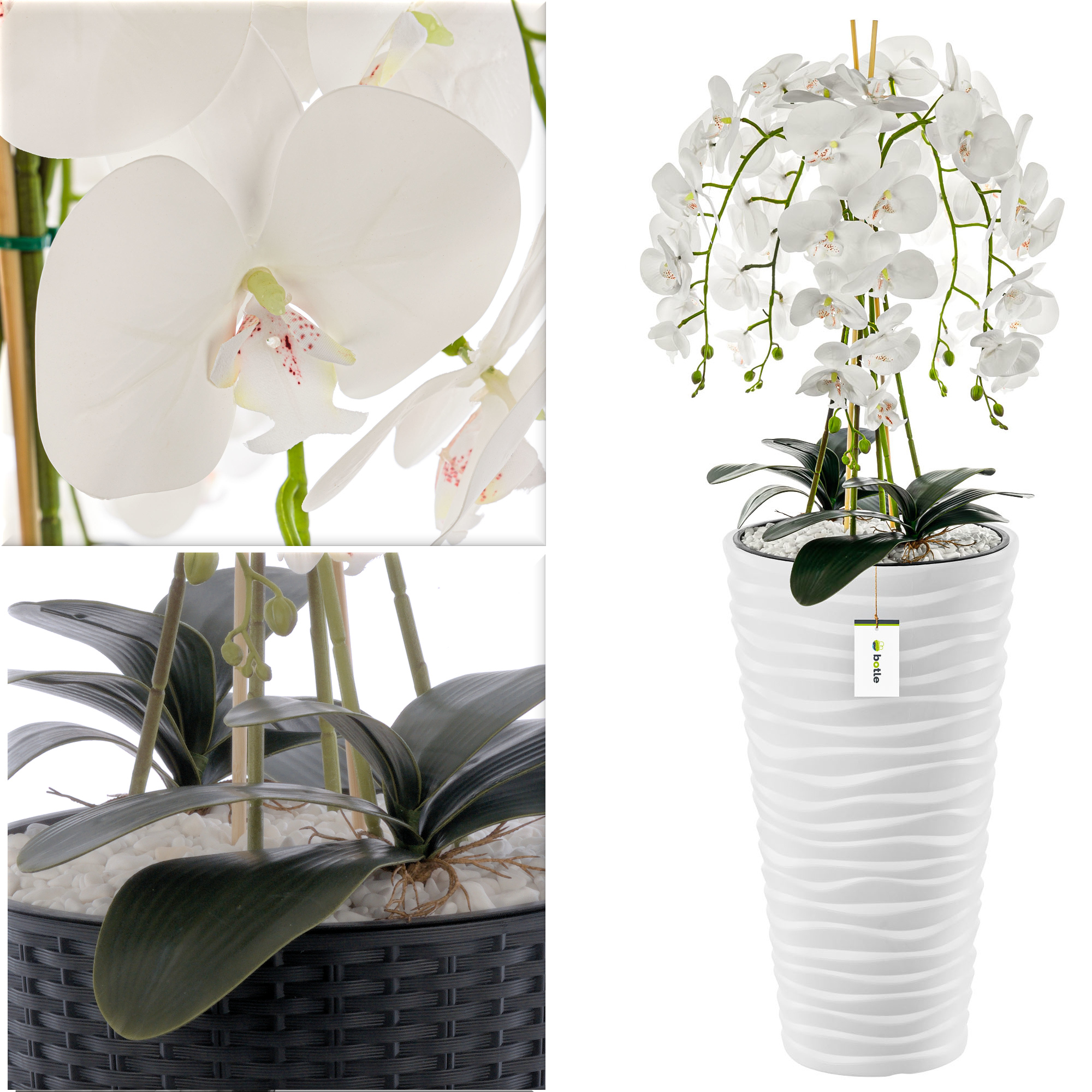 Knstliche Orchidee Kaskaden Blumenstrau Wei im Topf Wei H 115 cm  Dekoration | eBay.de