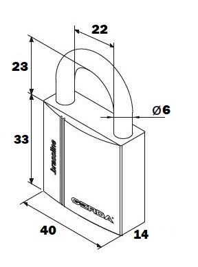 GERDA BRASS LINE 7 KŁÓDKI SYSTEM JEDNEGO KLUCZA 40