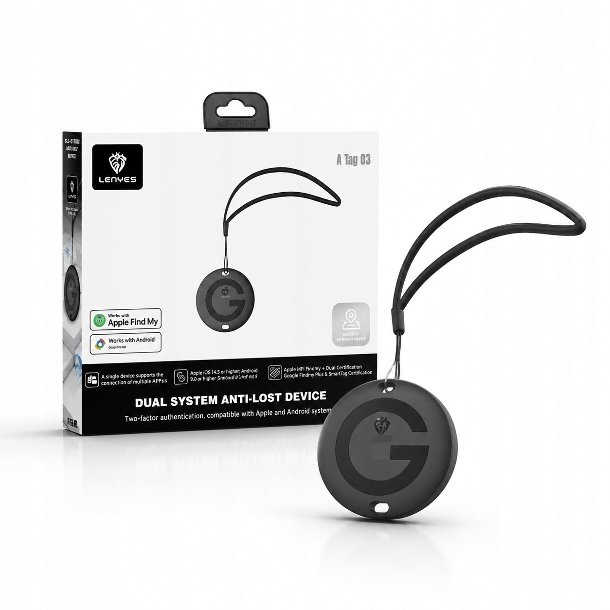 Lokalizator LENYES A Tag 03 iOS Android do kluczy bagażu 90 dB