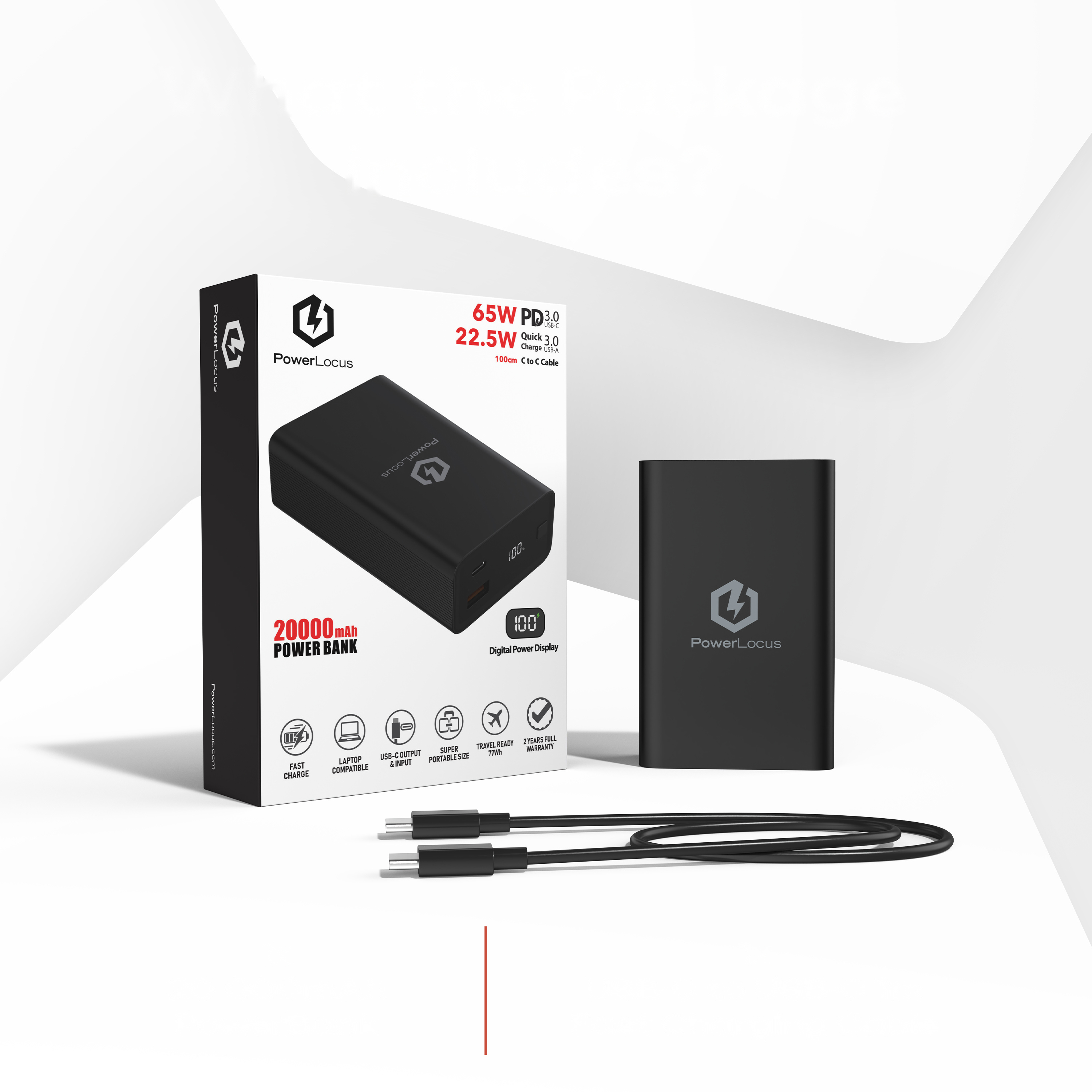 Powerbank PowerLocus PLB-2 20 000 mAh 65 W USB-C i USB-A