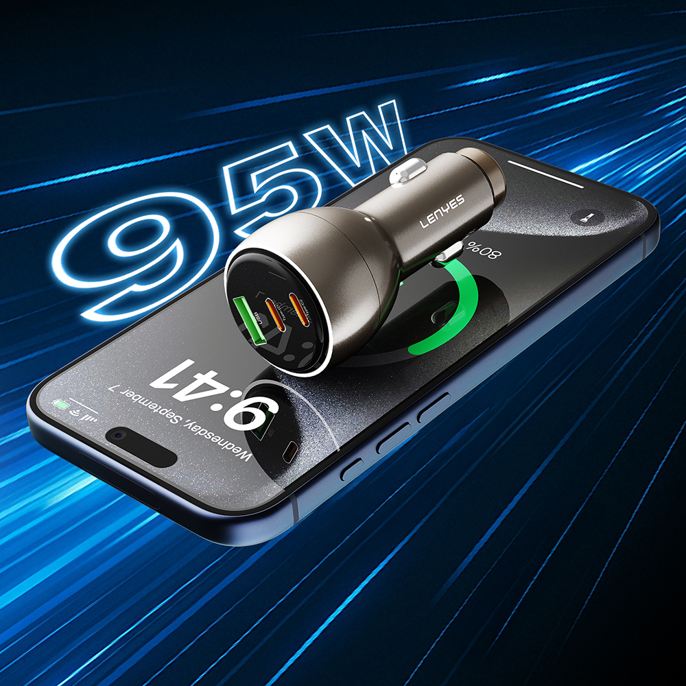 Ładowarka samochodowa LENYES CA66 95W 2x USB-C USB-A PD QC pps