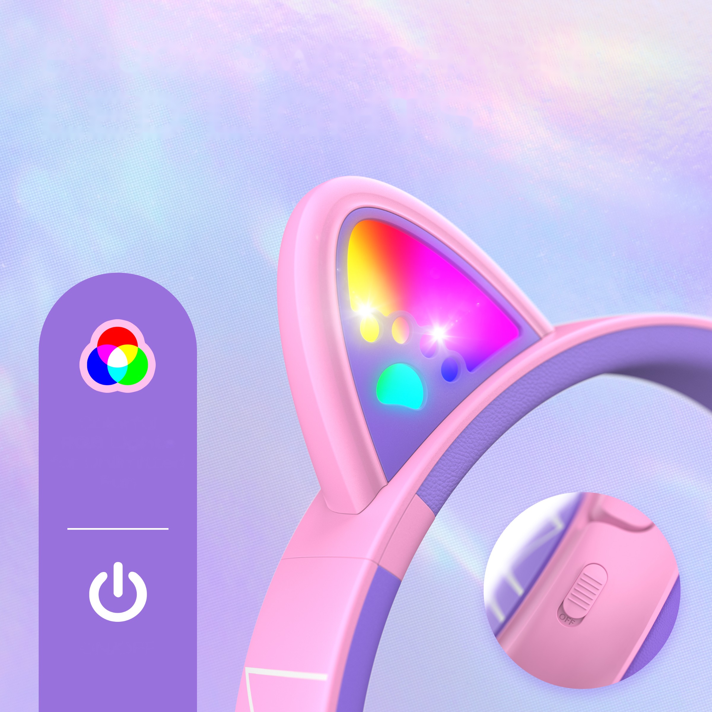 Słuchawki przewodowe USB-C dla dzieci PowerLocus Bobo Cat Ears Wired