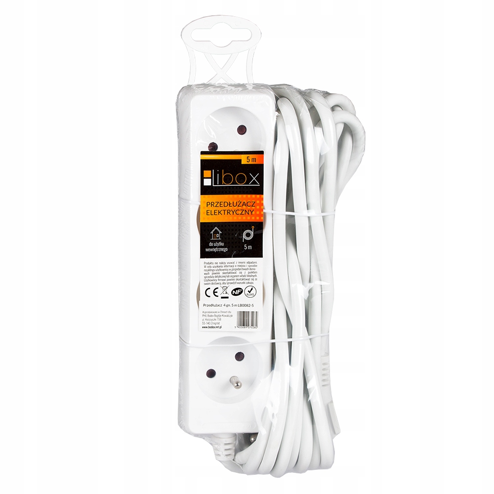 Przedłużacz sieciowy biały z włącznikiem