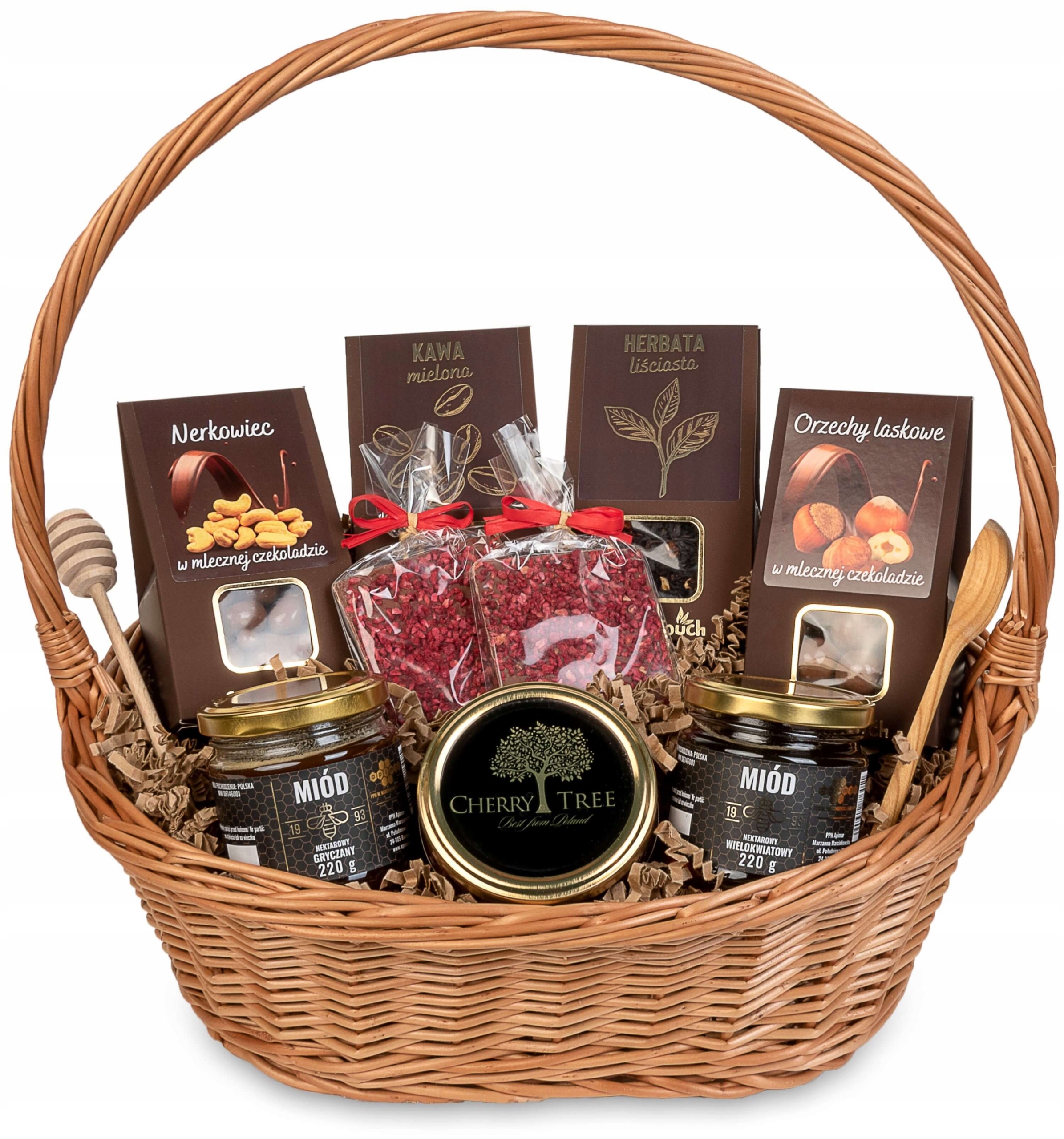 Set cadou cu ceai, cafea si dulciuri, Green Touch, miere, gem